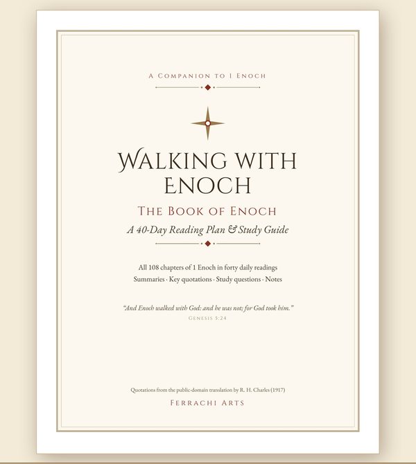 Cover of Walking with Enoch: The Book of Enoch, A 40-Day Reading Plan and Study Guide, with a gold four-pointed star on a cream page